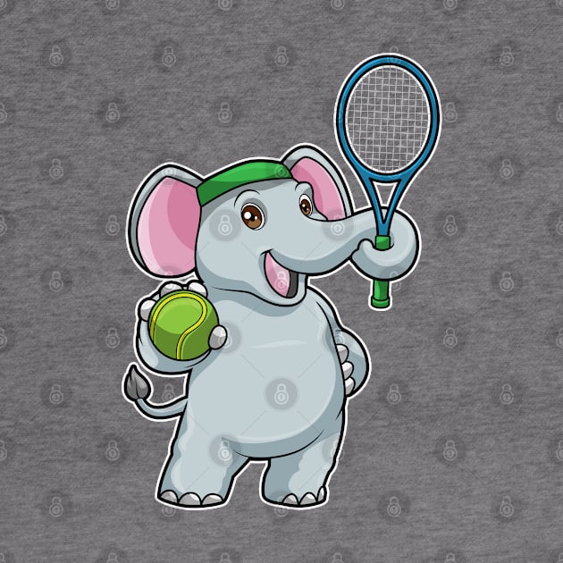 Elephant at Tennis with Tennis racket & Ball by Markus Schnabel